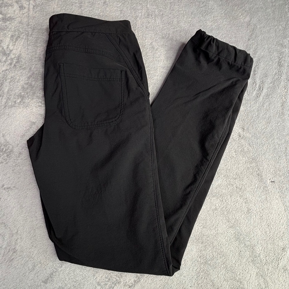 Athleta Trekkie Pants Womens 6 Black Hiking Travel Straight Leg Nylon Stretch